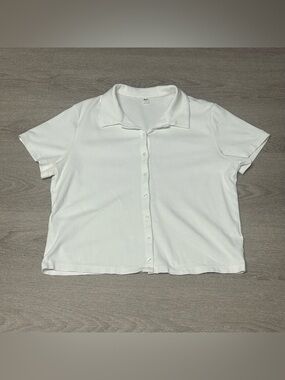 Uniqlo White Button Up Short Sleeve Cotton Shirt